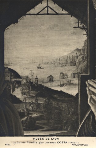 Sylvestre, Jules — Musée de Lyon. La Sainte Famille, par Lorenzo Costa (détail) — particolare, paesaggio